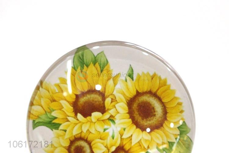 New design decorative sunflower picture glass fridge magnet