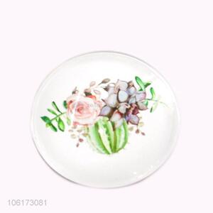 New products flower pattern round glass fridge magnet