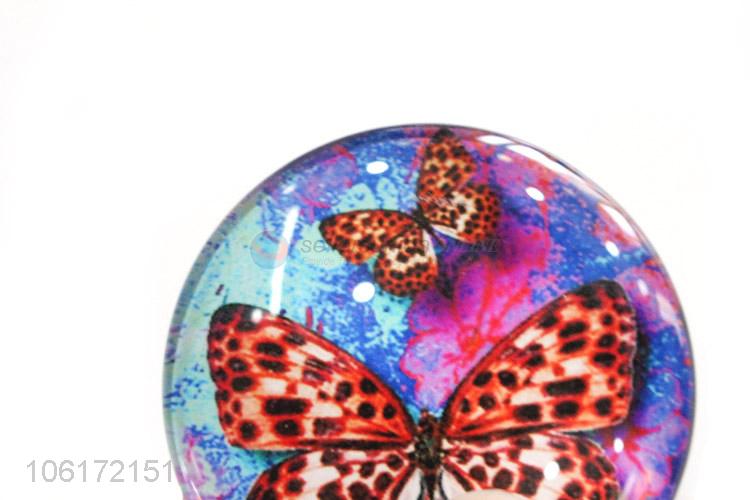 OEM factory butterfly design dome glass fridge magnet