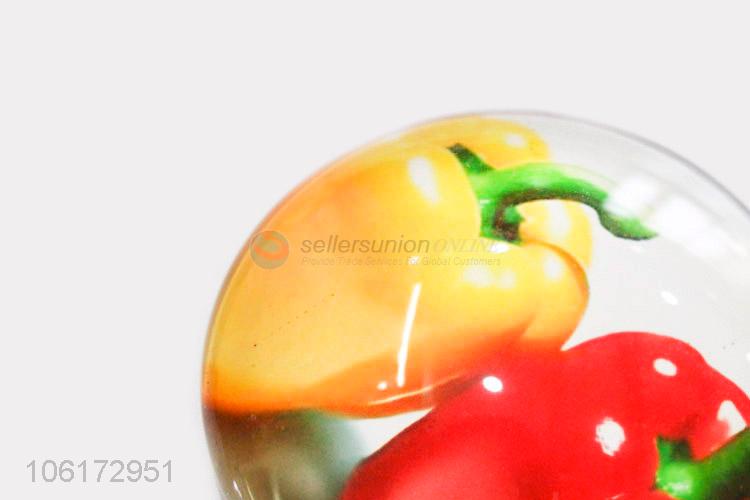 Top manufacturer decorative vegetables picture glass fridge magnet