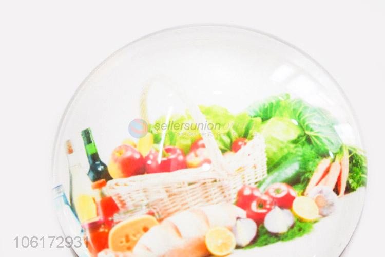 Professional suppliers vegetables pattern round glass fridge magnet