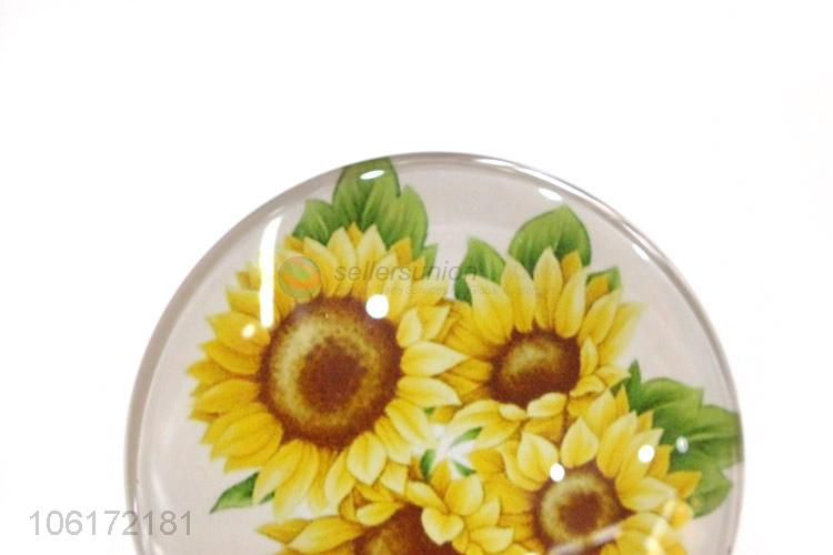 New design decorative sunflower picture glass fridge magnet