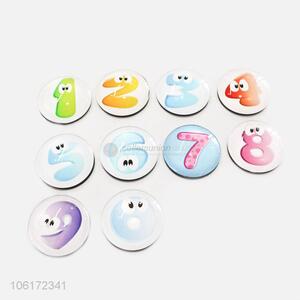 Factory price decorative number pattern glass fridge magnet