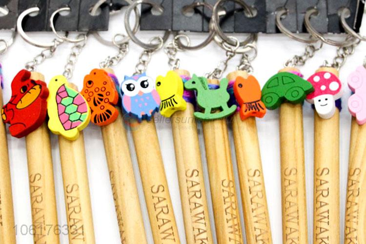 Reasonable Price Wood Kids Crafts Ballpoint Pen with Key Chain