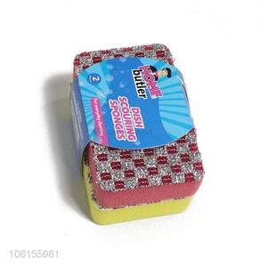 Lowest Price 2PCS Sponge Scouring Pad for Kitchen Cleaning