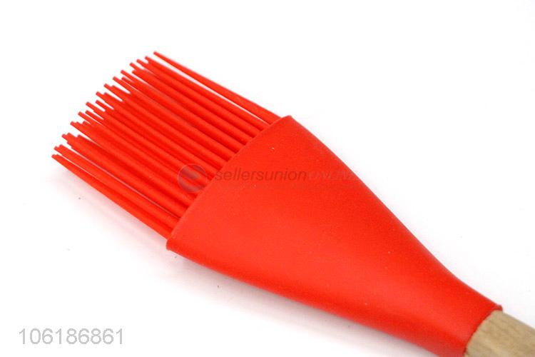 Bottom price food grade silicone bbq brush with wooden handle