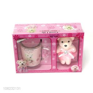 Wholesale Glass Cup and Teddy Bear Valentine's Day Gift Set