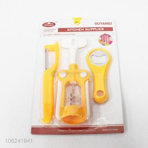 Suitable price plastic wine opener, bottle opener and kitchen peeler set