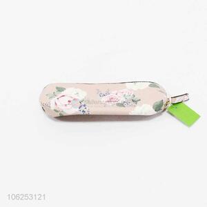 Wholesale flower printed pencil case shape cosmetic bag