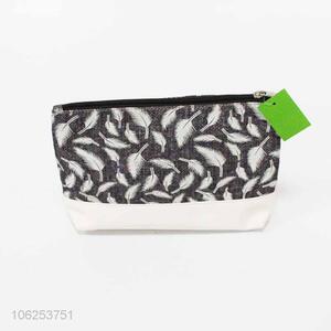 Promotional popular leaf printed pvc cosmetic bag