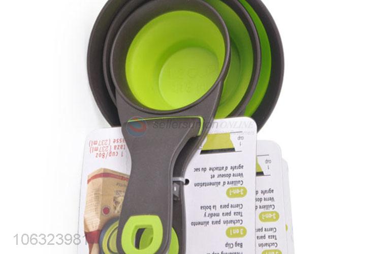 Multi-Functional Silicone Collapsible Measuring Cup Pet Food Scoop With Clip