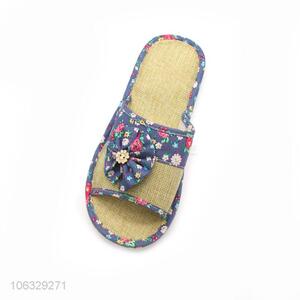 New Flowers Design Open Toe Home Bedroom Linen Slippers