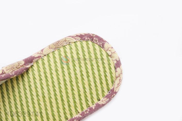 Factory Sell Open Toe Indoor Linen Flax Slippers Non Slip Home Shoes