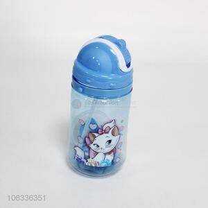 Hot products cartoon cat printed kids water cup with straw