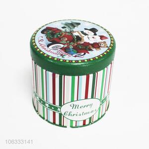 High quality popular Christmas supplies round iron cans