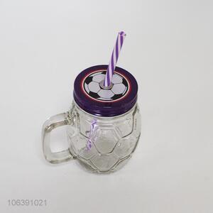 Recent style clear football shaped glass straw cup