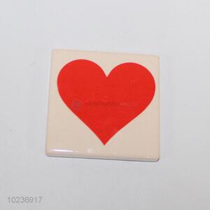 Customized Red Heart Pattern Printing Ceramic Fridge Magnet