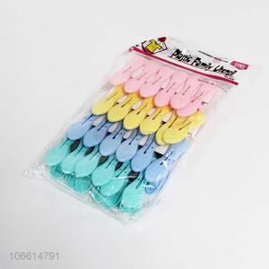 Unique Design 24 Pieces Colorful Plastic Clothes Pegs