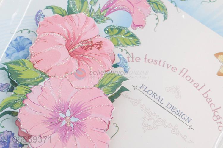 Fashion Flower Pattern Glitter Powder Greeting Card