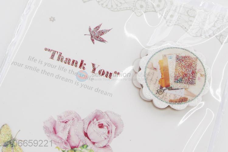 Fashion Flower Pattern Glitter Powder Greeting Card