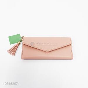 High sales pu leather women envelope wallet with tassels