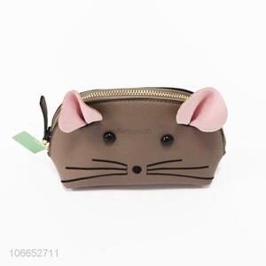 Cute design cartoon mouse shaped pu cosmetic bag