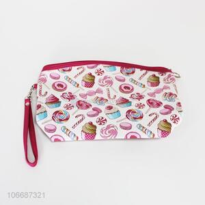 New design desserts printed pu cosmetic makeup bag