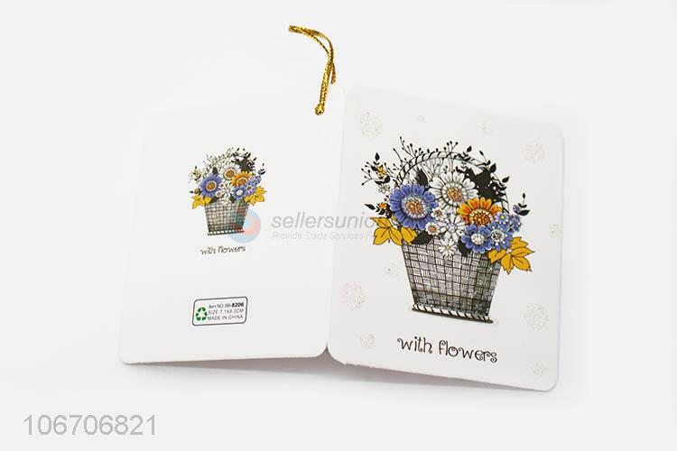 Top grade rectangle flower printed paper greeting card