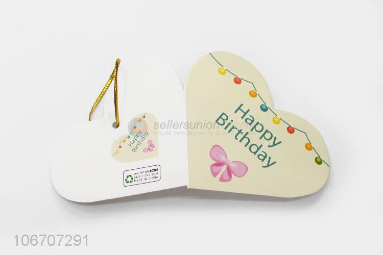 Factory price custom logo heart shape paper greeting card