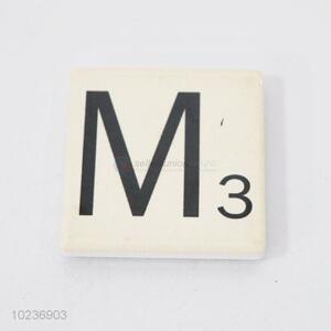 Wholesale ceramic fridge magnet M letters with number 3 in corner