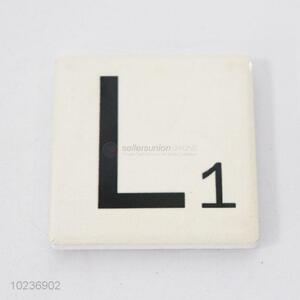 Wholesale ceramic fridge magnet L letters with number 1 in corner