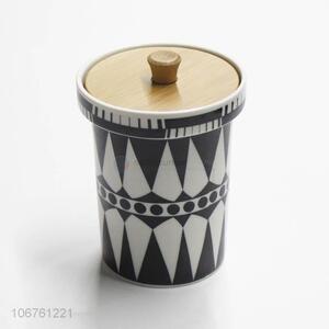 China OEM geometric pattern decal ceramic storage jar