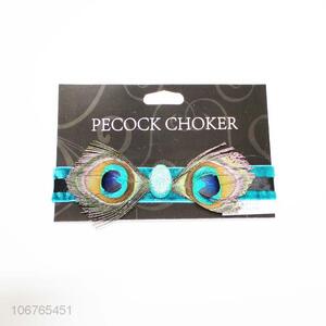 Fashion Peacock Feathers Choker Decorative Necklace