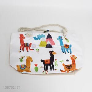 Wholesale cartoon animal printed women beach bags fashion tote bag