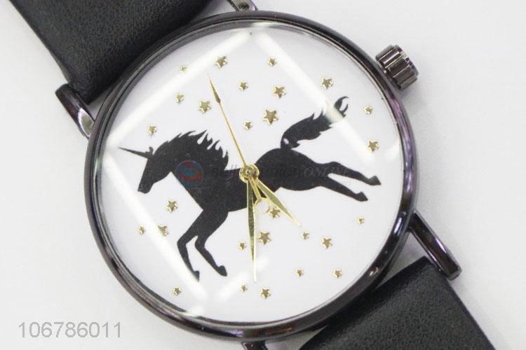 Fashion PU Watchband Horse Pattern Wrist Watches For Women