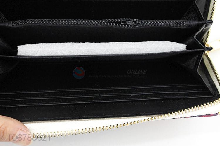 Wholesale Ladies Long Wallet PU Leather Purse With Zipper