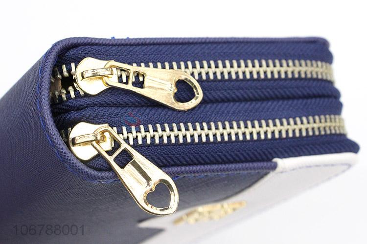 Modern Style Womens Purses Double Zipper Wallet