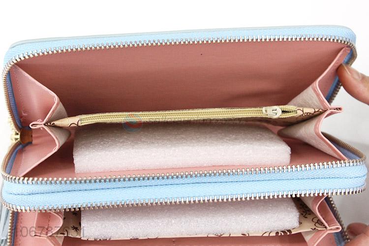 New Style PU Leather Double Zipper Purses For Women