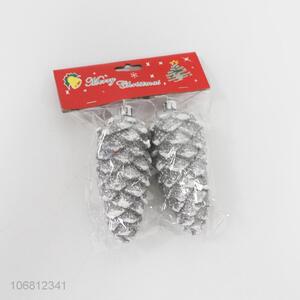 Hot selling Christmas tree ornaments glitter plastic pinecones