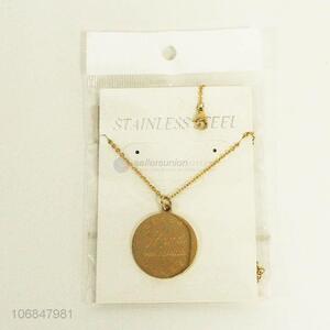 Contracted Design Golden Round Pendant Acrylic Necklace