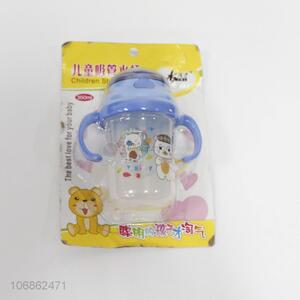 Hot sale kids cartoon straw water bottle with handles