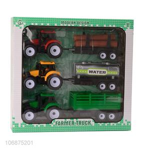 Factory Sell Friction Power Truck Model Farmer Inertia Car Toys Set 3 In 1