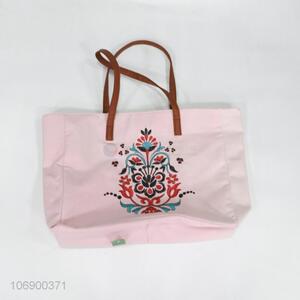 Good quality beautiful flower embroidery canvas handbag tote bag