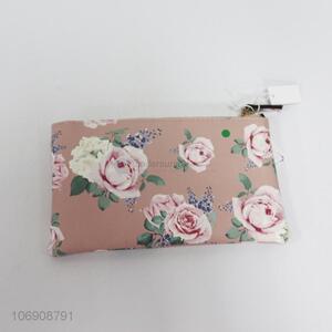 Wholesale trendy flower printed pvc cosmetic bag cosmetic pouch