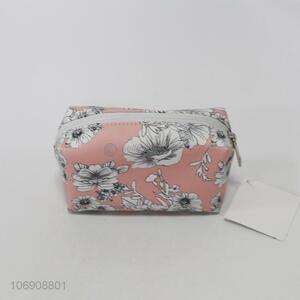 New arrival delicate flower printed pvc makeup bag for women