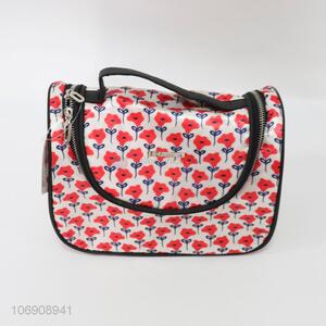 China supplier flower printed pvc cosmetic bag handbag with handle