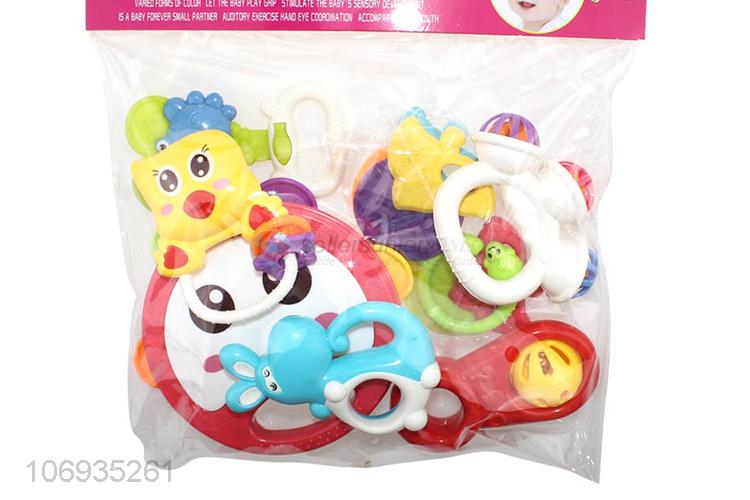 Promotion Custom Plastic Baby Rattle Infant Bed Bell Toys Set