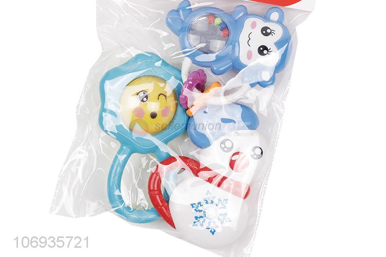 High Sales Lovely Plastic Cartoon Baby Shaking Hand Bell Baby Rattle Play Set Toys