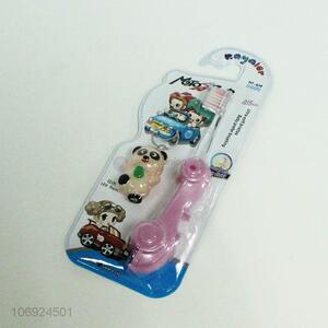 New design kids cartoon car toothbrush and key chain set