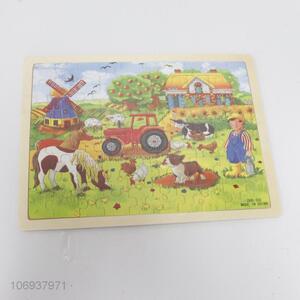 New design cartoon farm wooden baby puzzle for education